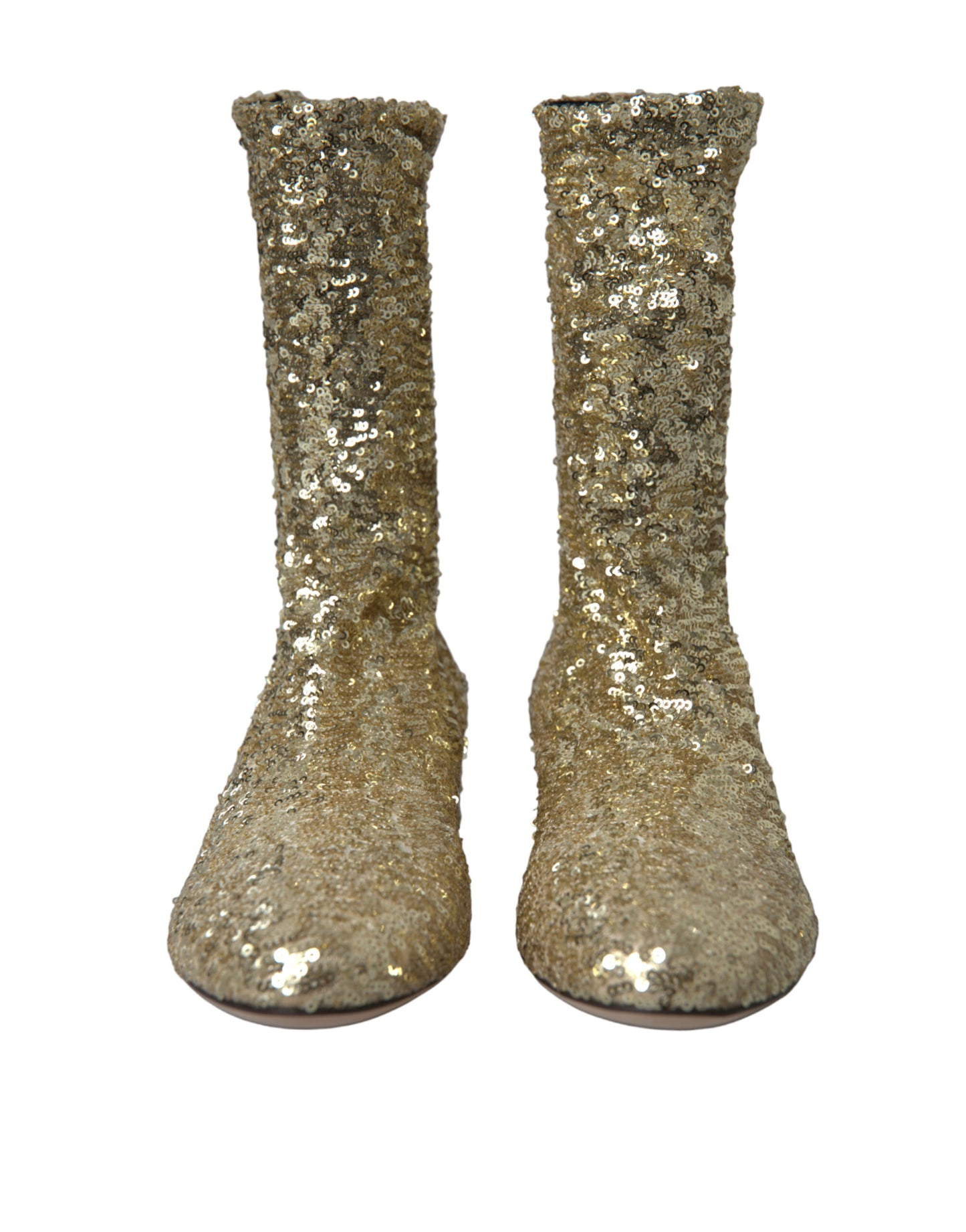 Dolce & Gabbana Botines Elásticos Cortos de Lentejuelas Doradas