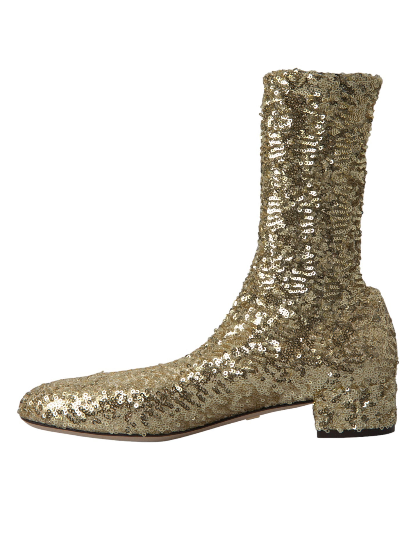 Dolce & Gabbana Botines Elásticos Cortos de Lentejuelas Doradas