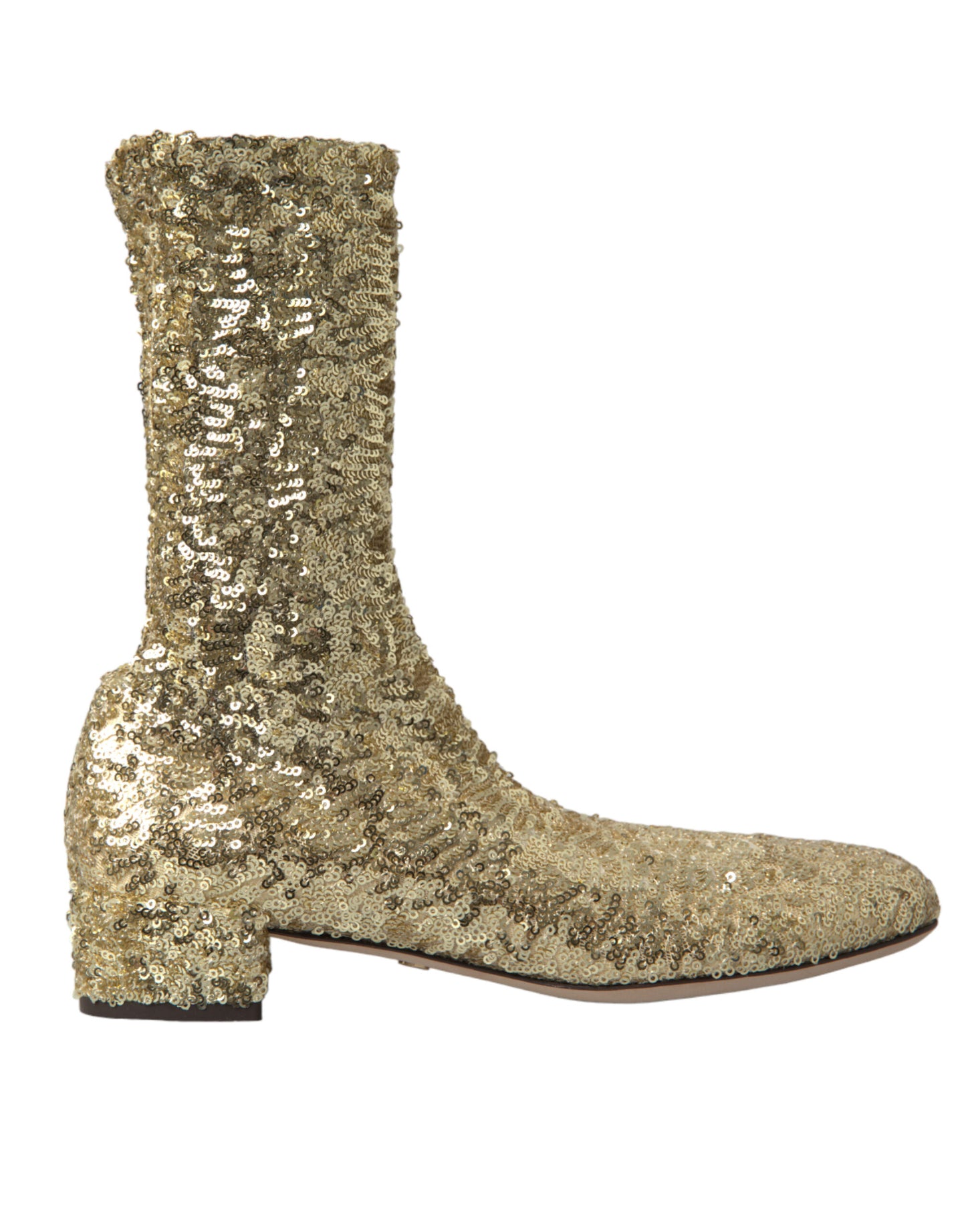 Dolce & Gabbana Botines Elásticos Cortos de Lentejuelas Doradas