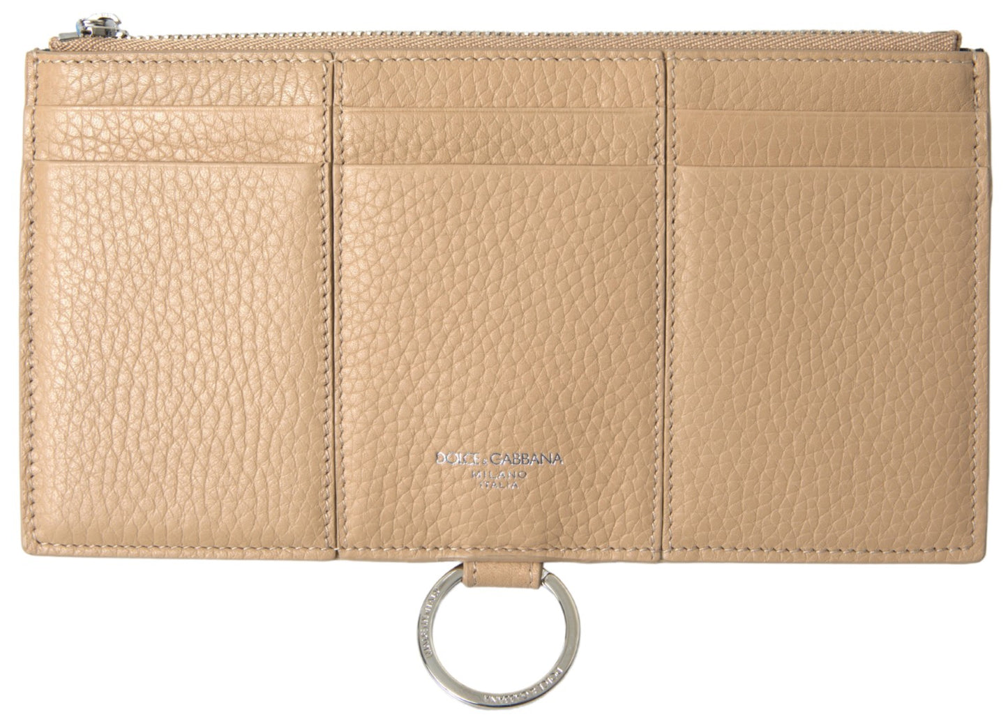Cartera con tarjetero de piel beige con correa para el hombro Dolce & Gabbana