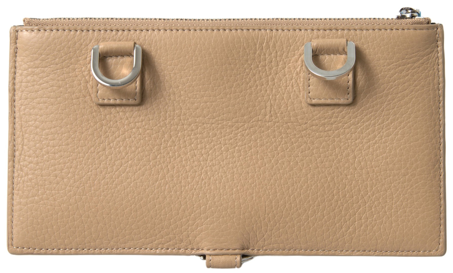 Cartera con tarjetero de piel beige con correa para el hombro Dolce & Gabbana