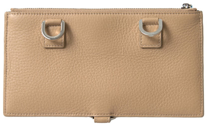 Cartera con tarjetero de piel beige con correa para el hombro Dolce & Gabbana