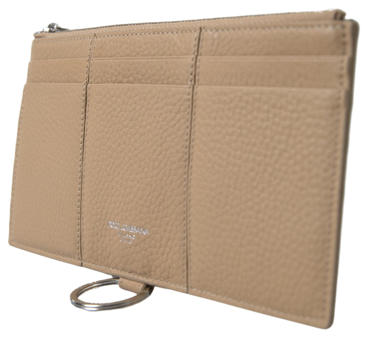 Cartera con tarjetero de piel beige con correa para el hombro Dolce & Gabbana