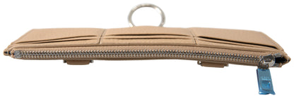 Cartera con tarjetero de piel beige con correa para el hombro Dolce & Gabbana