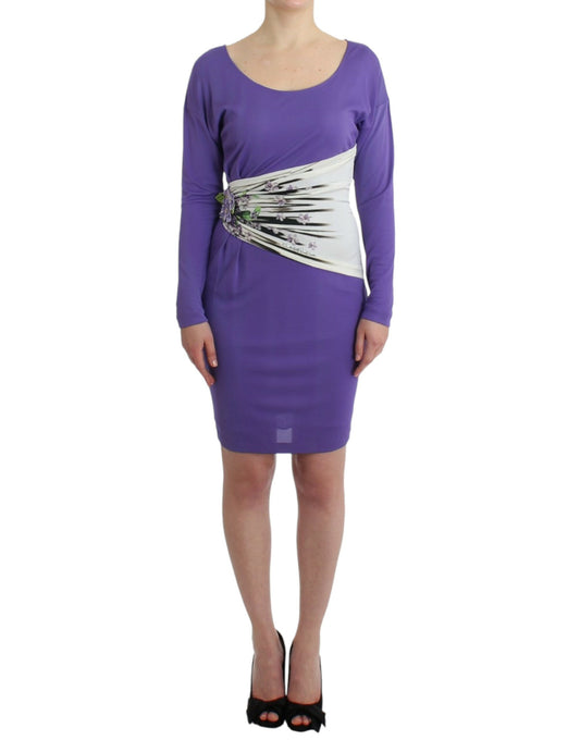 Vestido morado de manga larga Cavalli