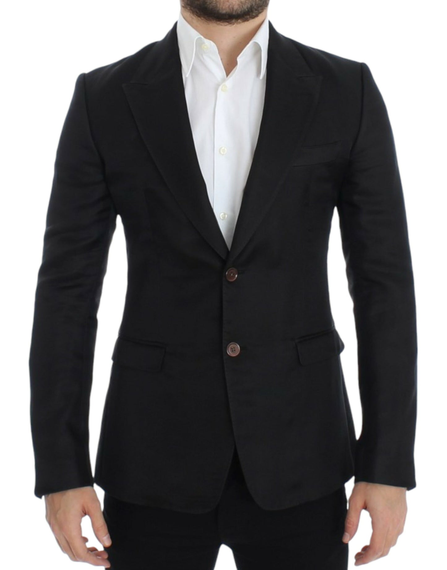 Blazer de seda negro entallado de Dolce & Gabbana