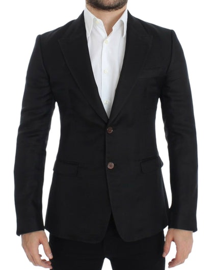 Blazer de seda negro entallado de Dolce & Gabbana