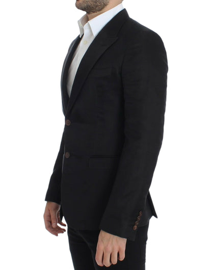 Blazer de seda negro entallado de Dolce & Gabbana