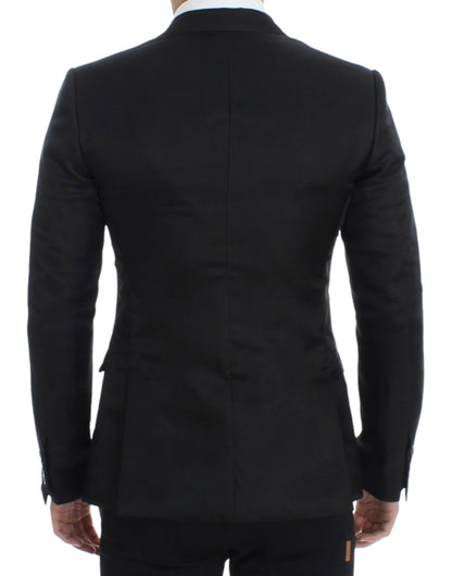 Blazer de seda negro entallado de Dolce & Gabbana