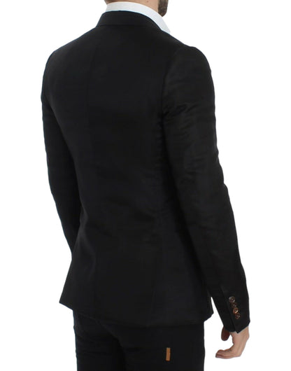 Blazer de seda negro entallado de Dolce & Gabbana