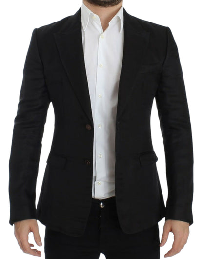 Blazer de seda negro entallado de Dolce & Gabbana