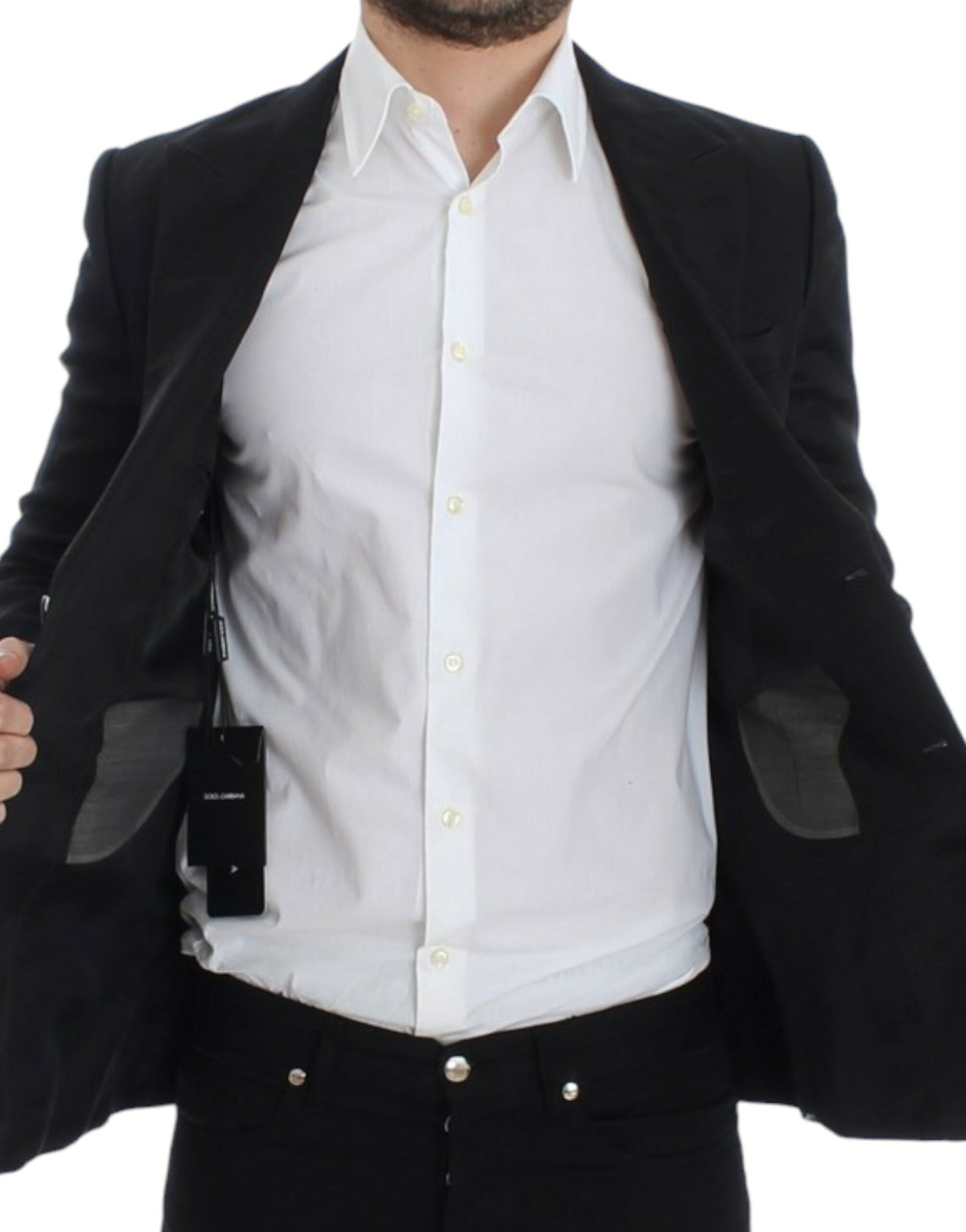 Blazer de seda negro entallado de Dolce & Gabbana