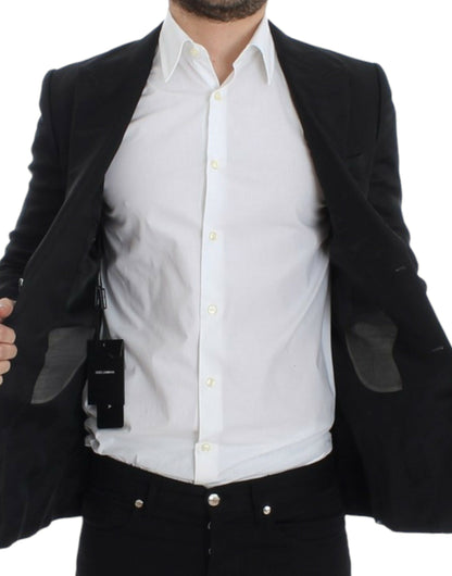 Blazer de seda negro entallado de Dolce & Gabbana
