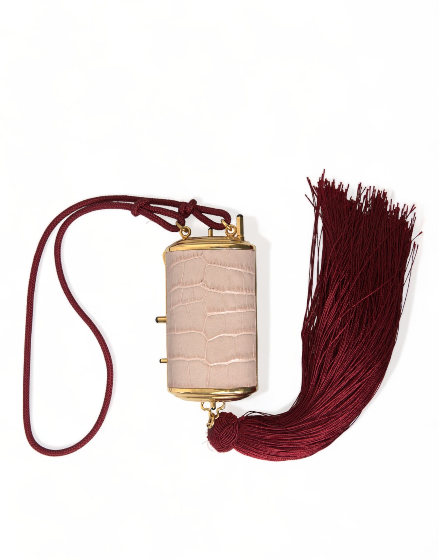 Bolso de Maquillaje Mini con Borla y Espejo Dolce & Gabbana de Piel Exótica Rosa