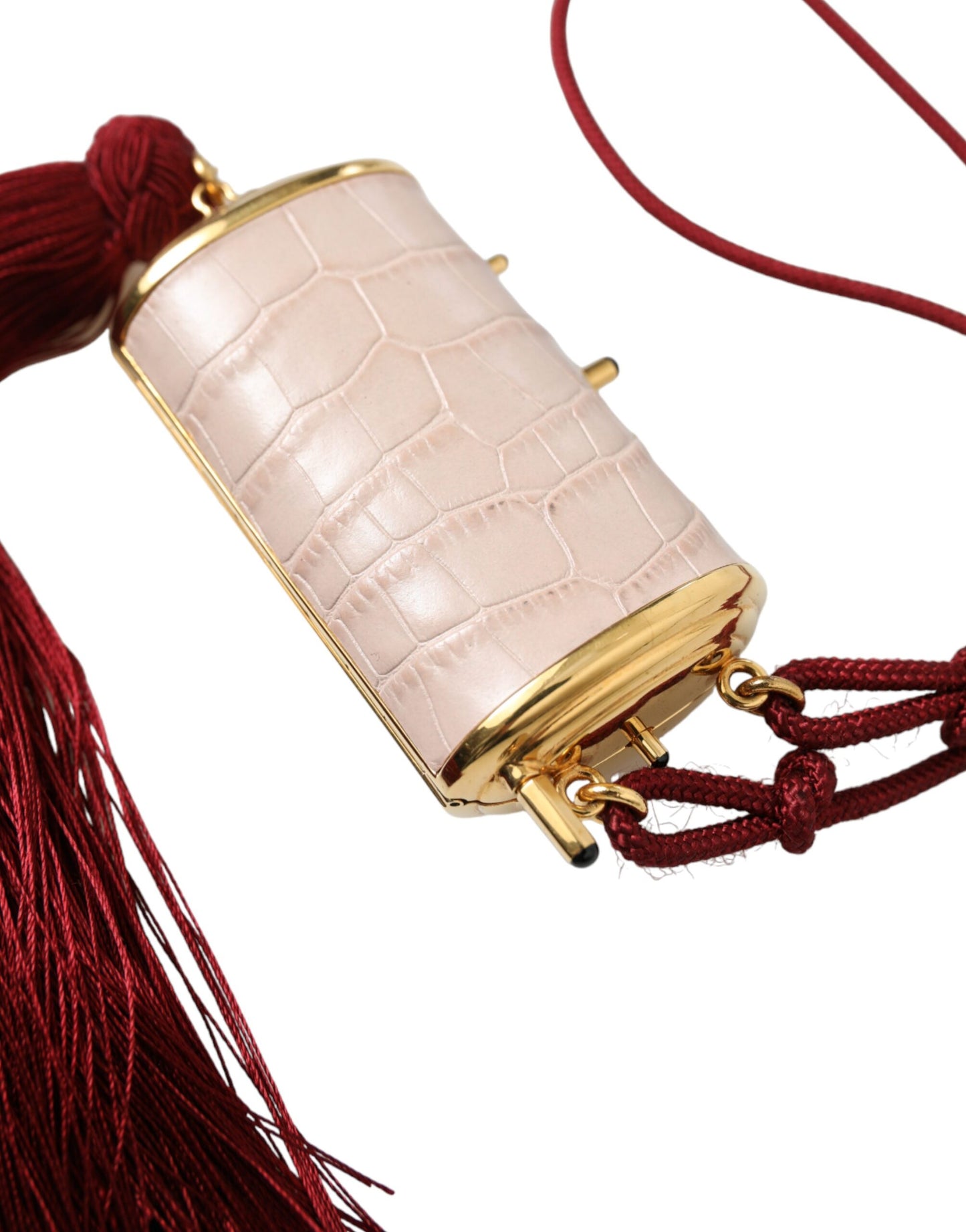 Bolso de Maquillaje Mini con Borla y Espejo Dolce & Gabbana de Piel Exótica Rosa