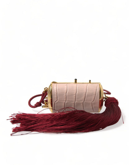 Bolso de Maquillaje Mini con Borla y Espejo Dolce & Gabbana de Piel Exótica Rosa