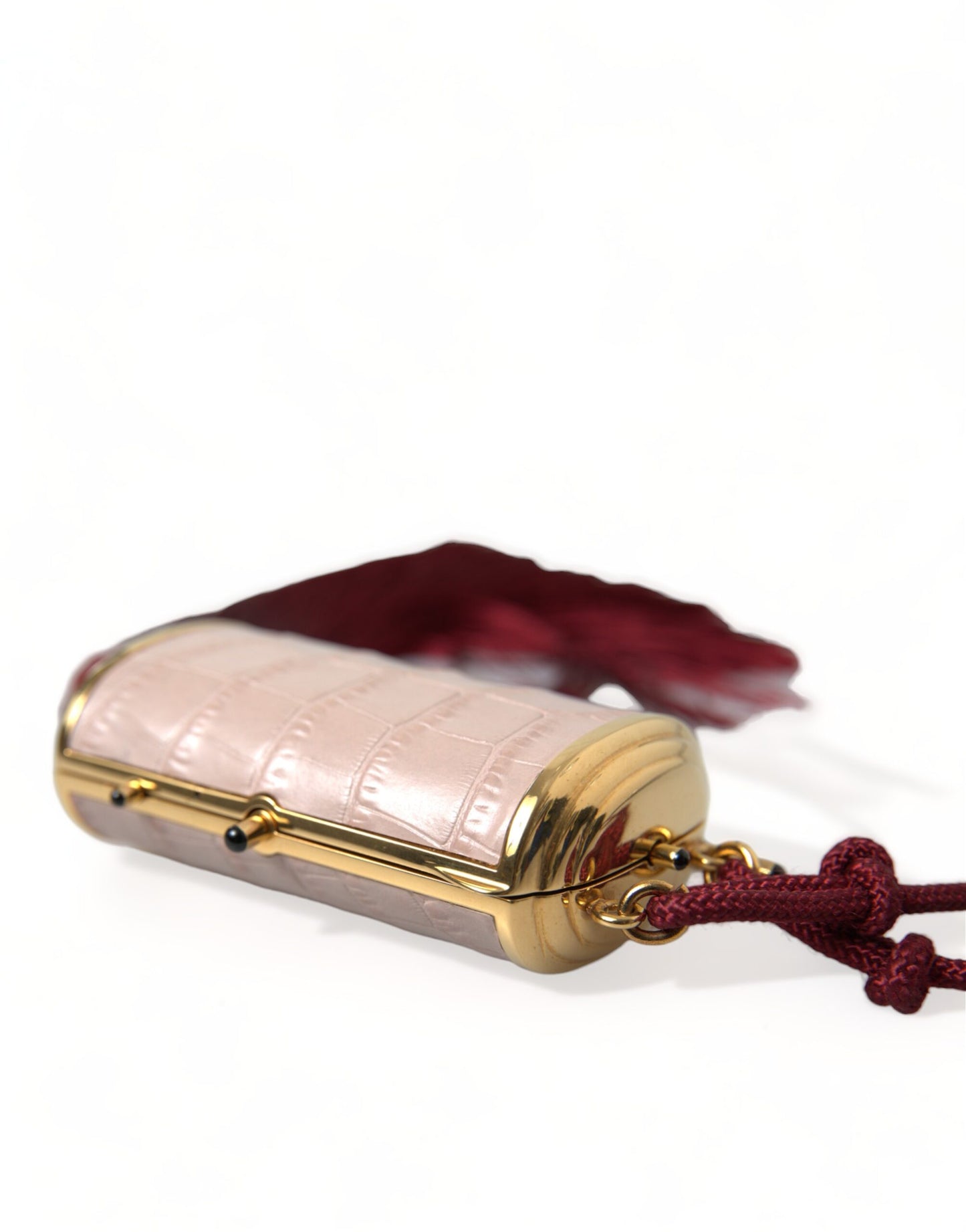 Bolso de Maquillaje Mini con Borla y Espejo Dolce & Gabbana de Piel Exótica Rosa