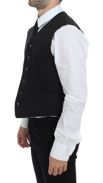 Chaleco de vestir Dolce & Gabbana de mezcla de algodón negro