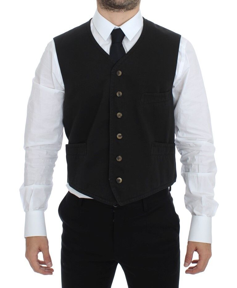 Chaleco de vestir Dolce & Gabbana de mezcla de algodón negro