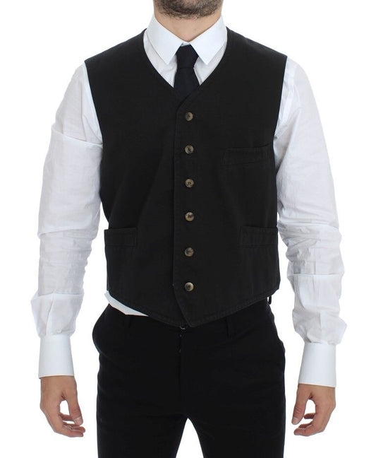 Chaleco de vestir Dolce & Gabbana de mezcla de algodón negro