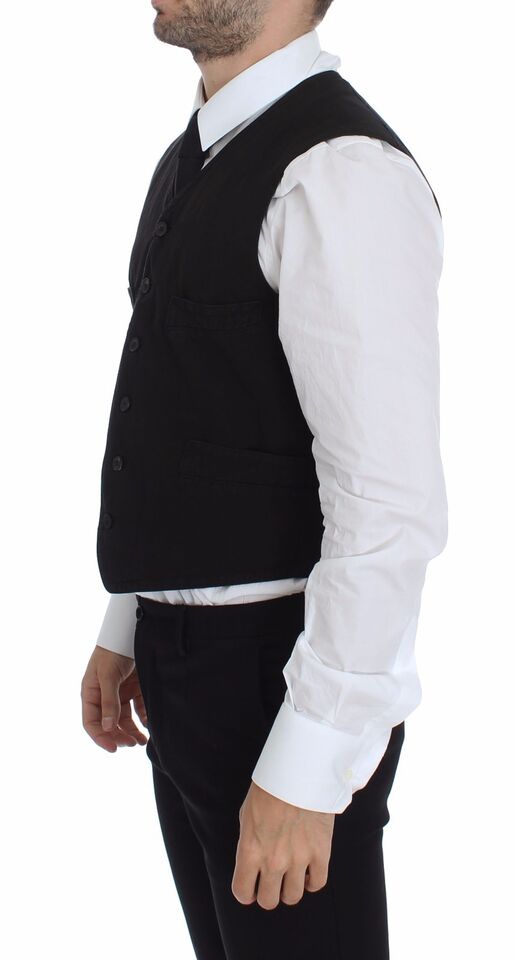 Chaleco Blazer Vestido de Lino y Algodón Negro Dolce & Gabbana