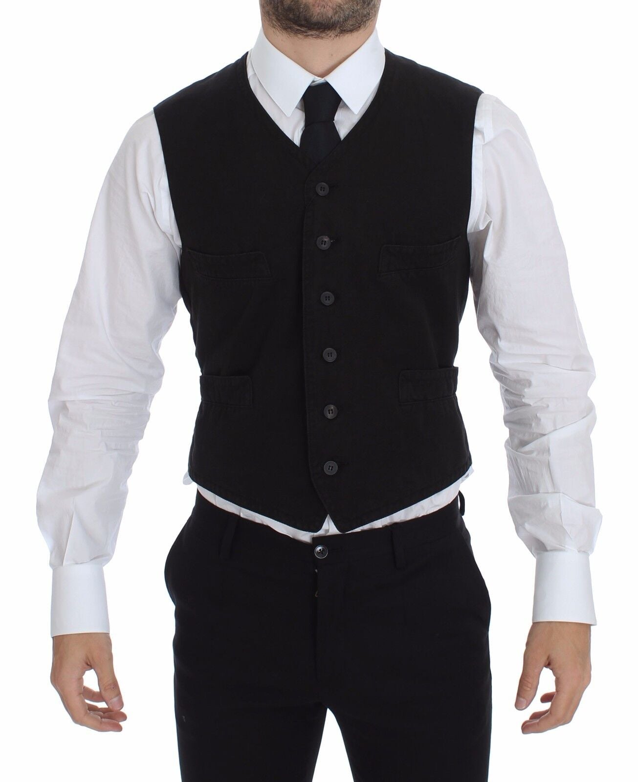 Chaleco Blazer Vestido de Lino y Algodón Negro Dolce & Gabbana