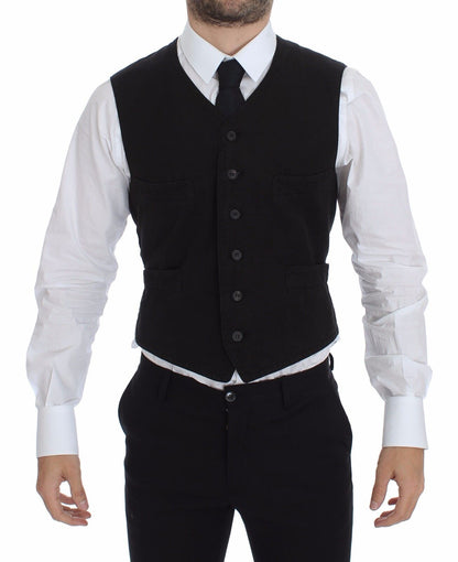 Chaleco Blazer Vestido de Lino y Algodón Negro Dolce & Gabbana