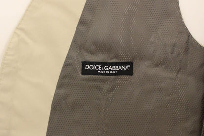Dolce & Gabbana Beige Algodón Elástico Vestido Chaleco Blazer