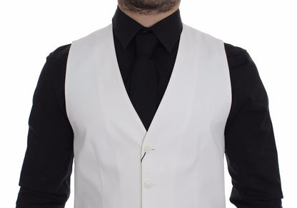 Chaleco de vestir tipo blazer Dolce & Gabbana de mezcla de algodón y seda blanca