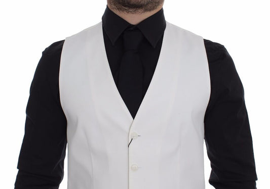 Chaleco de vestir tipo blazer Dolce & Gabbana de mezcla de algodón y seda blanca