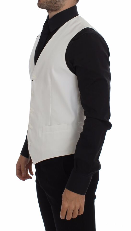 Chaleco de vestir tipo blazer Dolce & Gabbana de mezcla de algodón y seda blanca