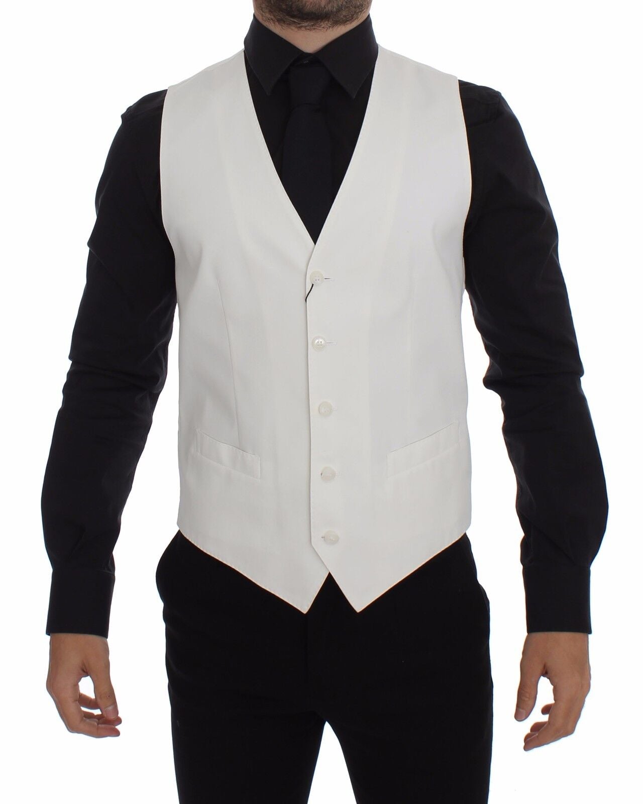 Chaleco de vestir tipo blazer Dolce & Gabbana de mezcla de algodón y seda blanca