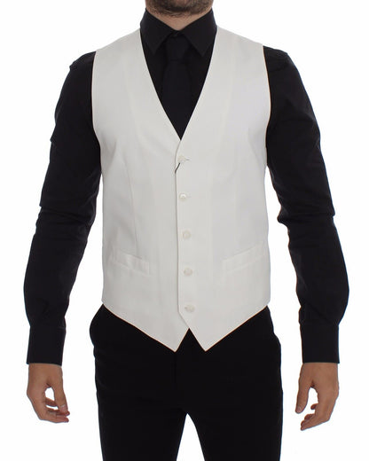 Chaleco de vestir tipo blazer Dolce & Gabbana de mezcla de algodón y seda blanca