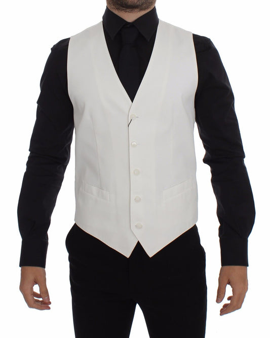 Chaleco de vestir tipo blazer Dolce & Gabbana de mezcla de algodón y seda blanca