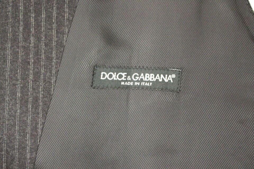 Chaleco de lana de raya diplomática gris Dolce & Gabbana de un solo botón