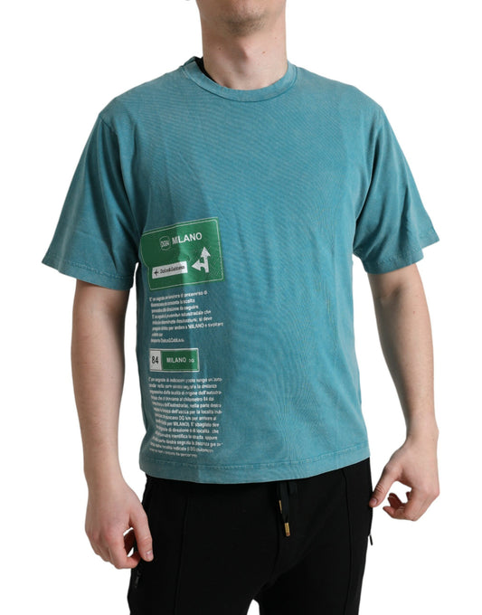 Camiseta Dolce & Gabbana de algodón azul con cuello redondo Milano Street