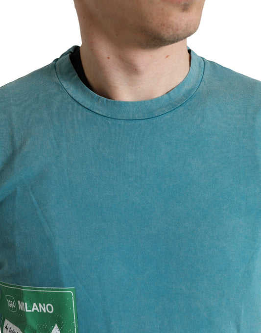 Camiseta Dolce & Gabbana de algodón azul con cuello redondo Milano Street