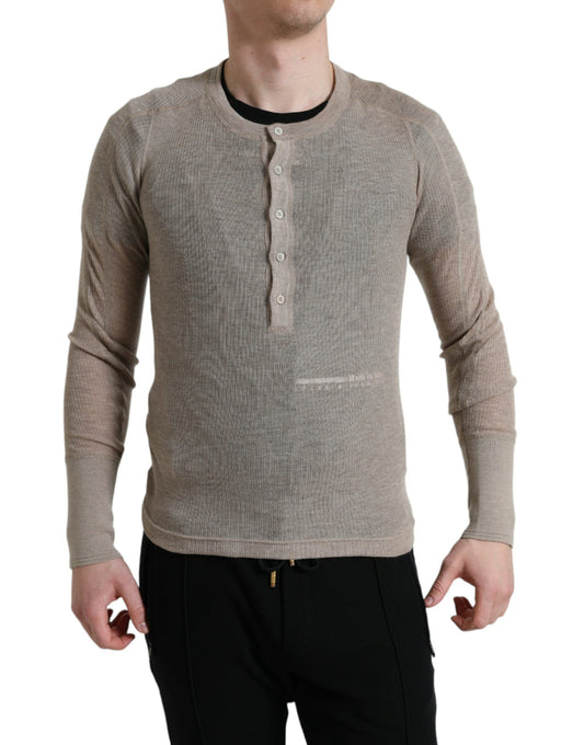 Jersey de cachemir beige Dolce & Gabbana Henley