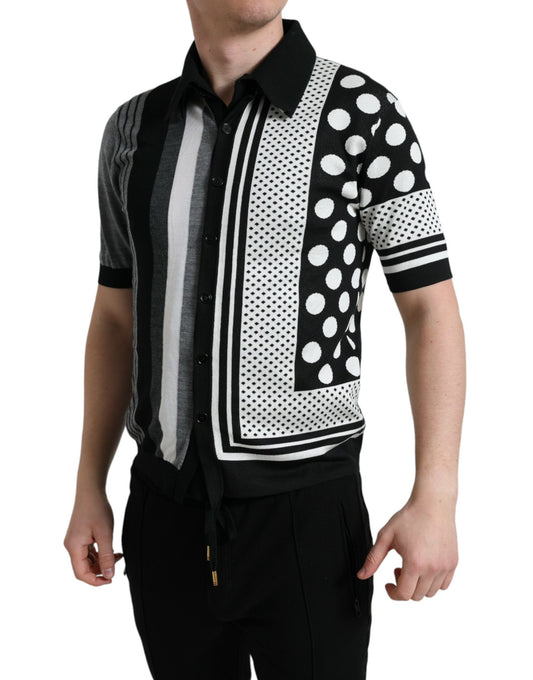 Dolce & Gabbana Suéter/Cárdigan tipo Polo en Blanco y Negro