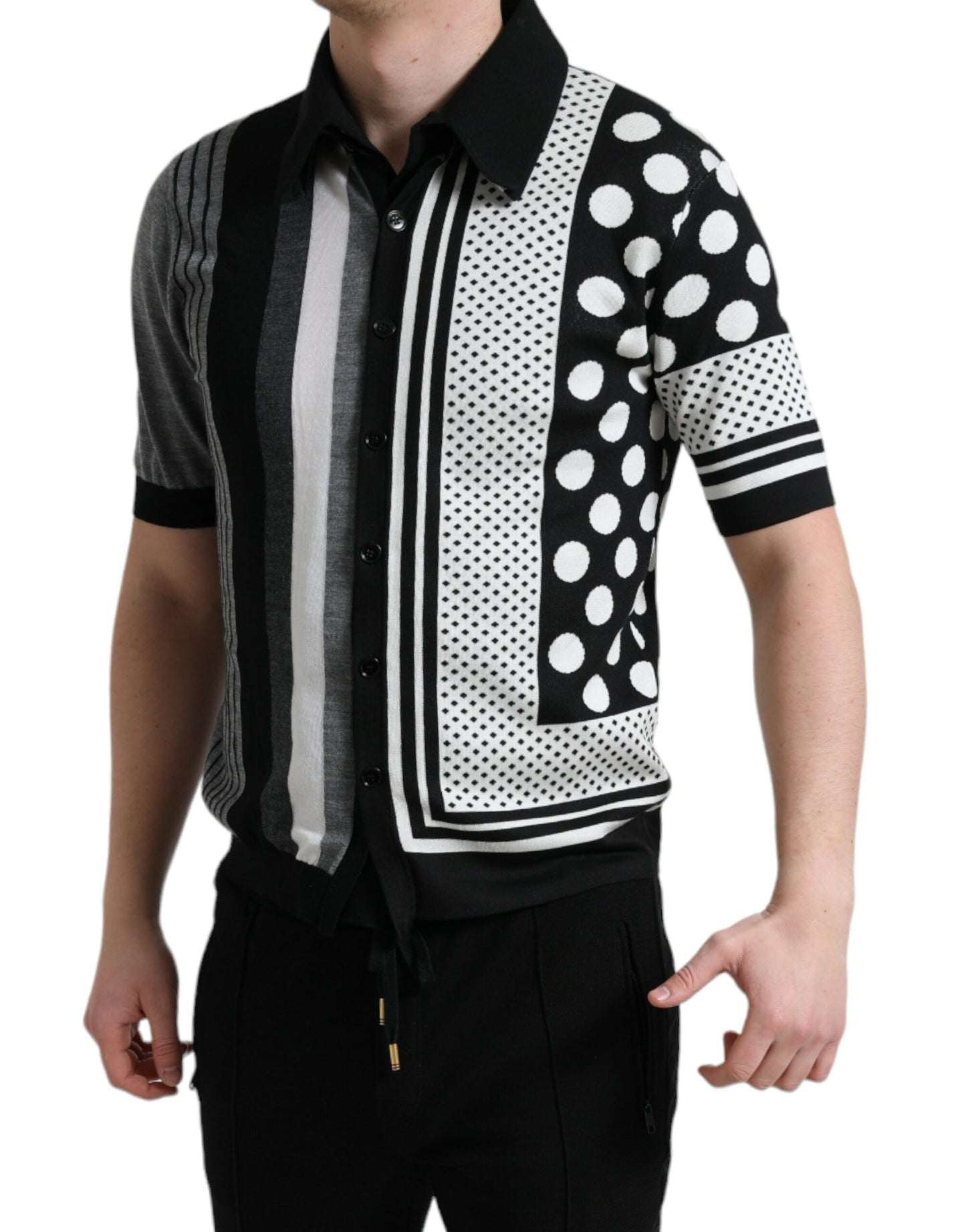 Dolce & Gabbana Suéter/Cárdigan tipo Polo en Blanco y Negro