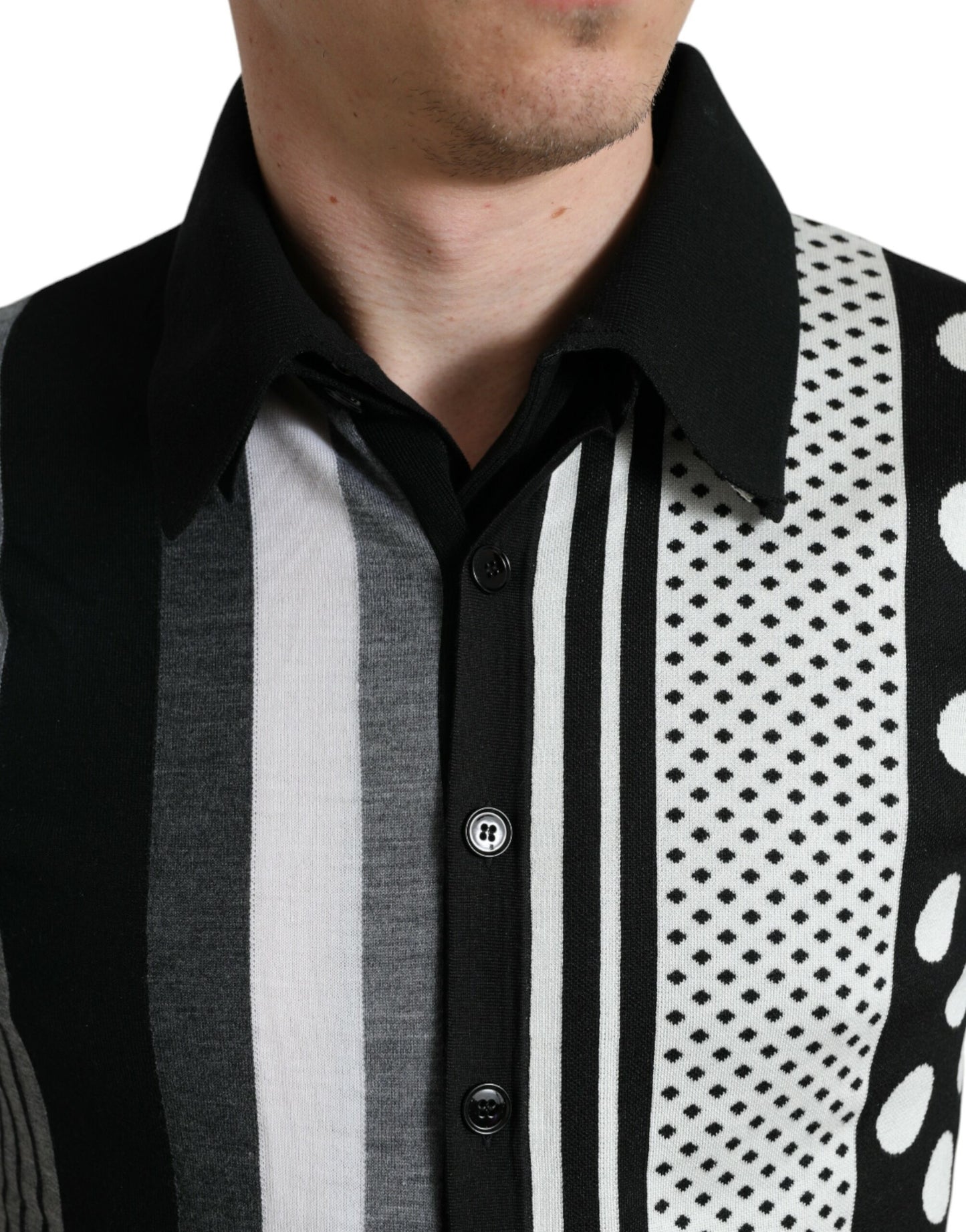 Dolce & Gabbana Suéter/Cárdigan tipo Polo en Blanco y Negro