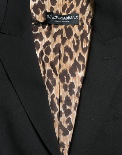 Dolce & Gabbana Americana Negra de Lana Cruzada Recta Chaqueta Abrigo