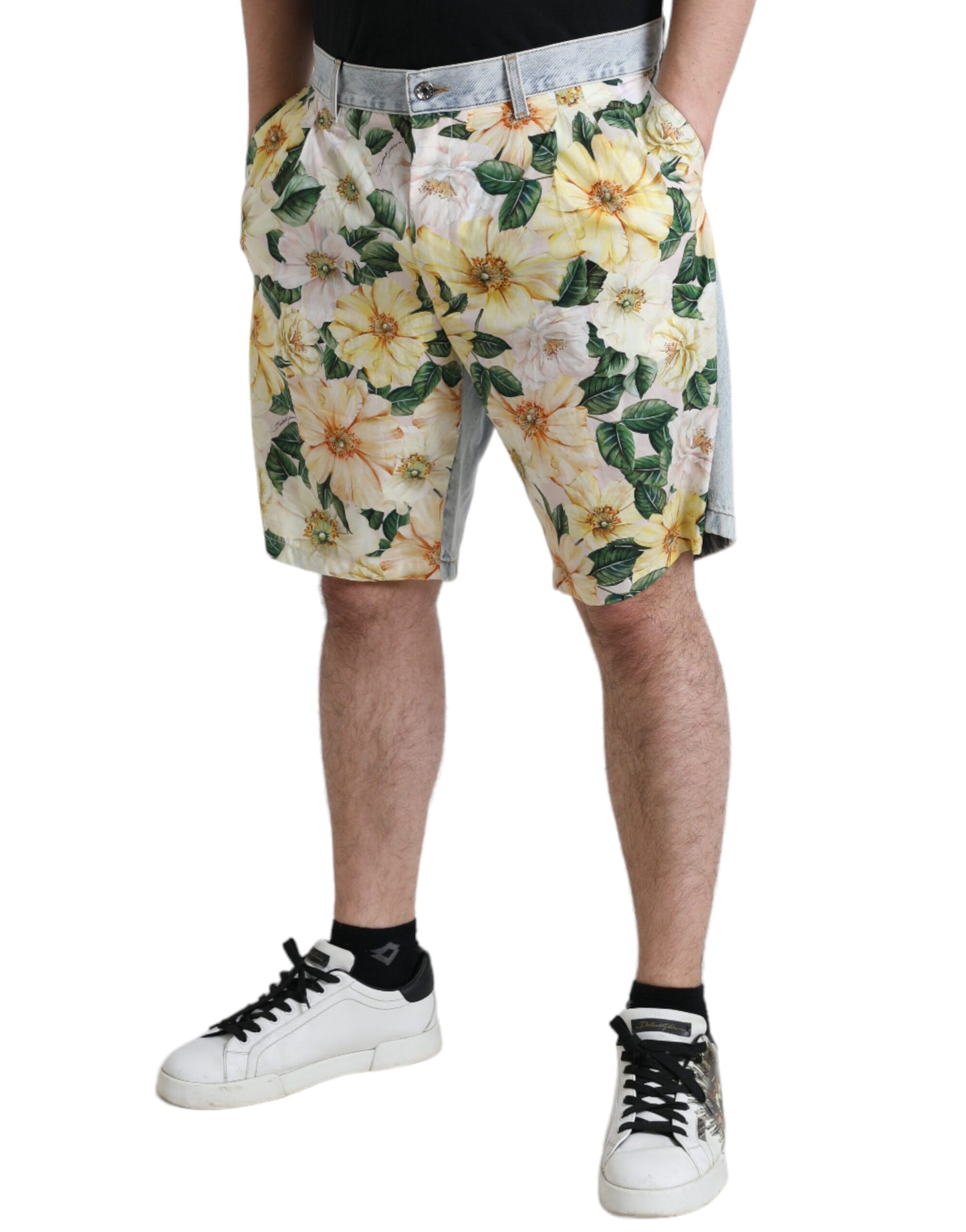 Bermudas vaqueras con estampado floral multicolor de Dolce & Gabbana