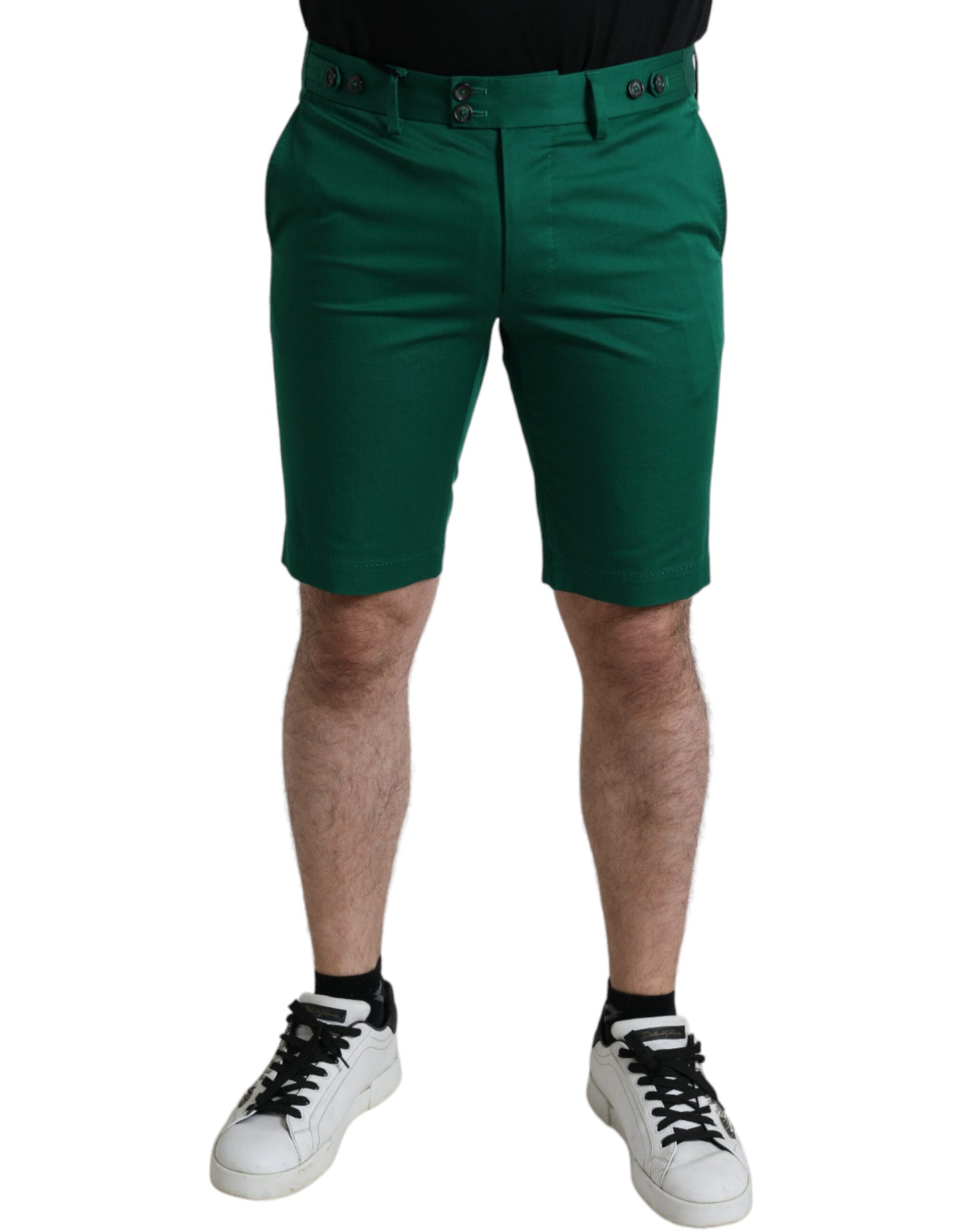 Dolce & Gabbana Pantalón Corto Bermuda de Algodón Elástico Verde Oscuro para Hombre