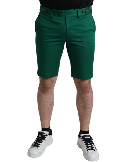 Dolce & Gabbana Pantalón Corto Bermuda de Algodón Elástico Verde Oscuro para Hombre