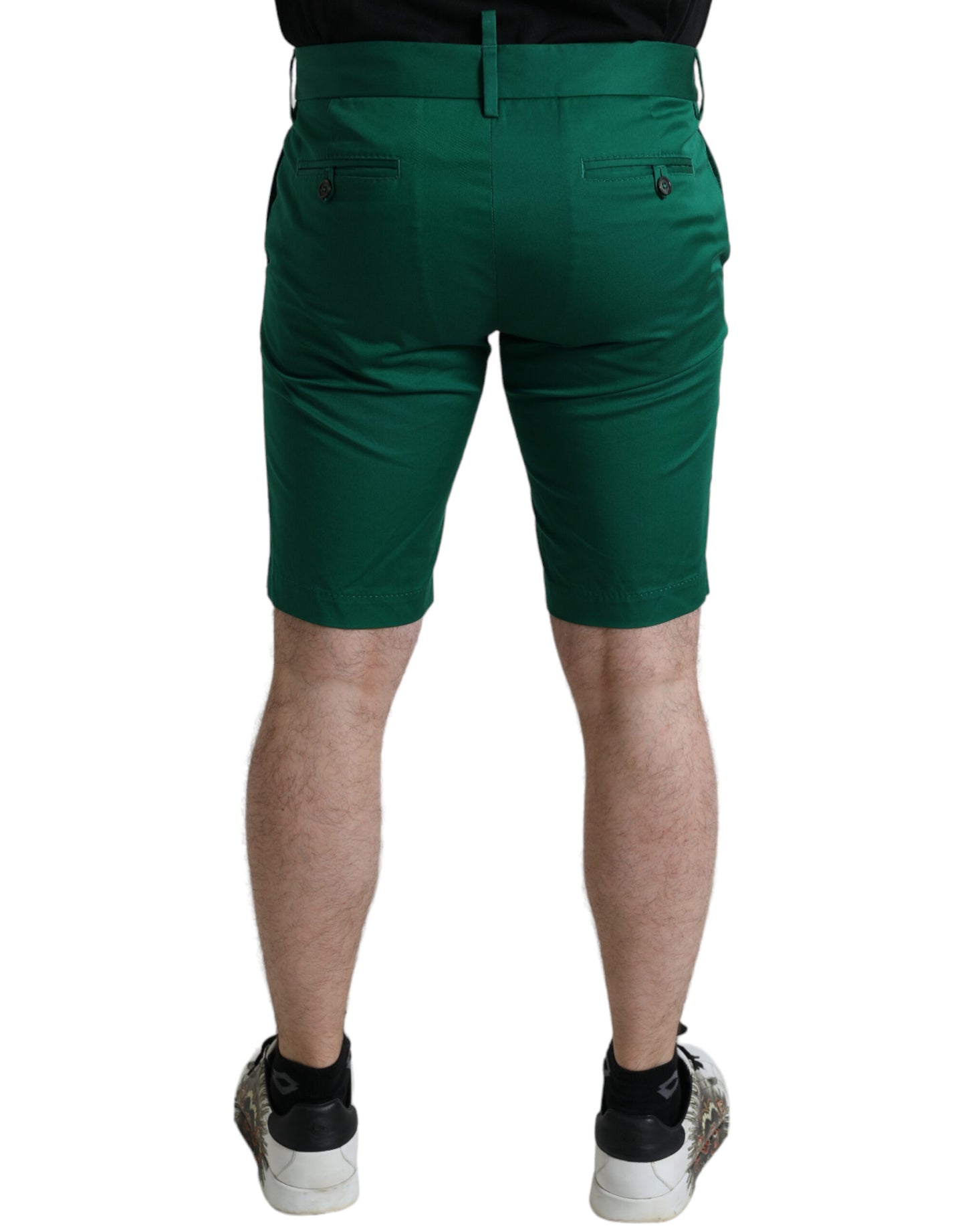 Dolce & Gabbana Pantalón Corto Bermuda de Algodón Elástico Verde Oscuro para Hombre