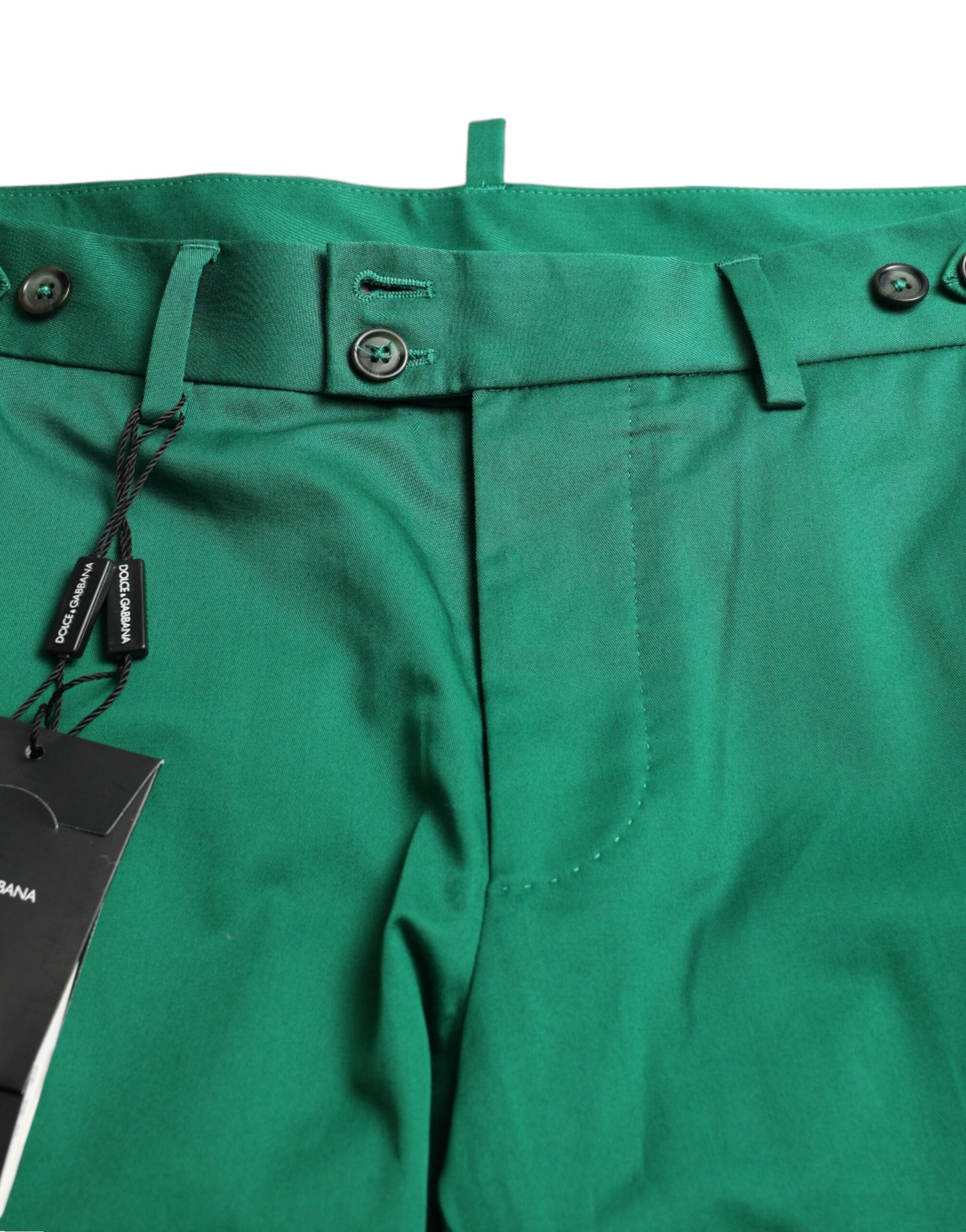 Dolce & Gabbana Pantalón Corto Bermuda de Algodón Elástico Verde Oscuro para Hombre