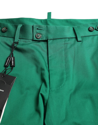 Dolce & Gabbana Pantalón Corto Bermuda de Algodón Elástico Verde Oscuro para Hombre