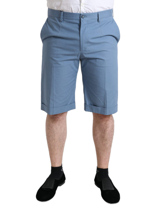 Bermudas de hombre de algodón azul cielo con dobladillo vuelto Dolce & Gabbana