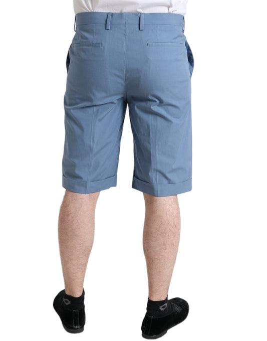 Bermudas de hombre de algodón azul cielo con dobladillo vuelto Dolce & Gabbana